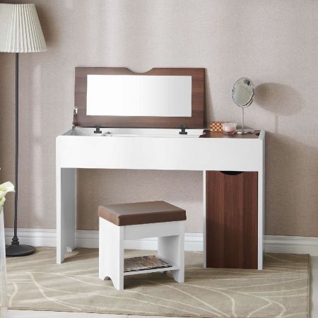 Простая комбинация косметического столика и стула в свежем стиле - Nordic Simple Small Fresh Style Столик для макияжа и стул в комбинации